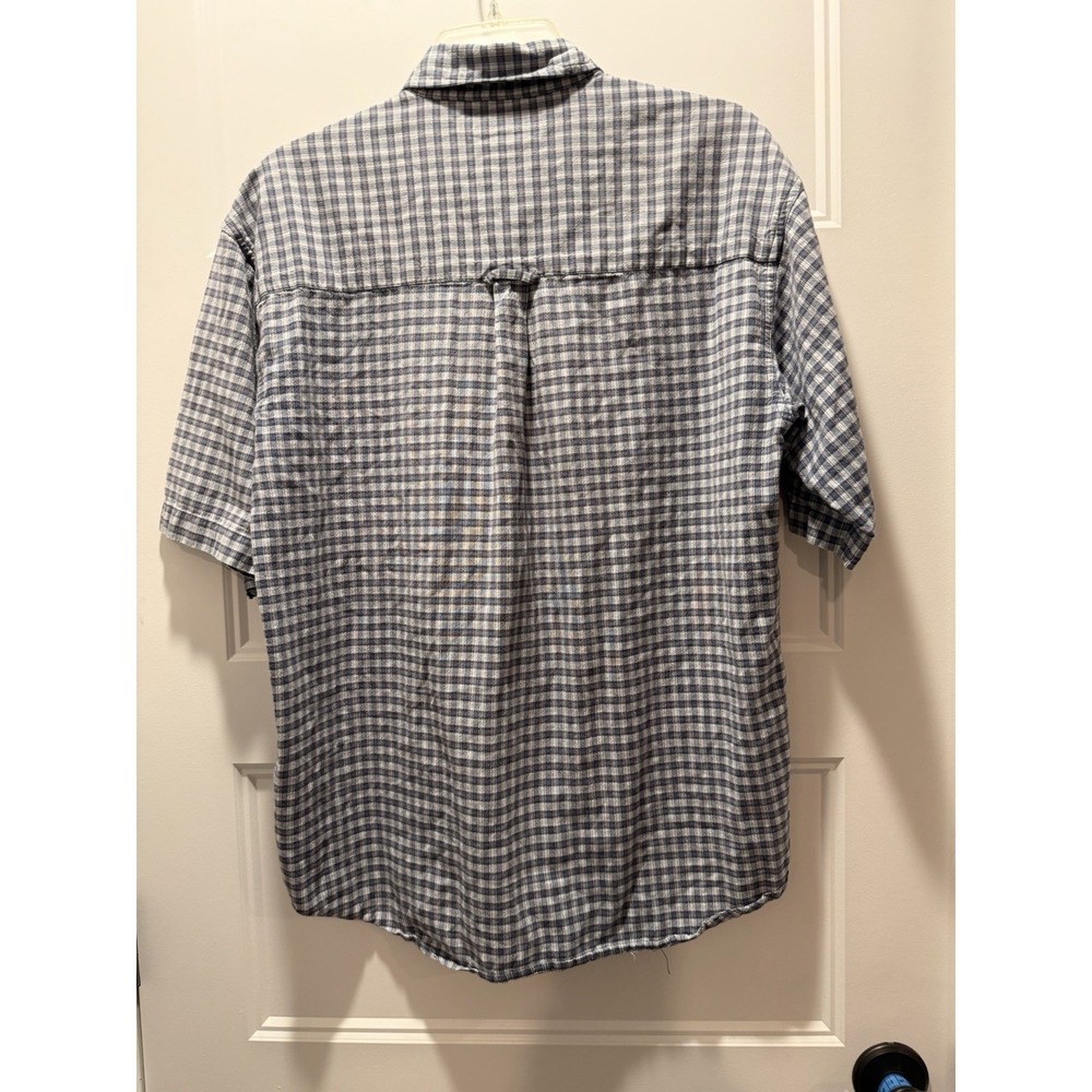 Columbia Men's M Shirt Sleeve Button Down Shirt Blue Plaid Gingham  Gorpcore - Picture 4 of 4